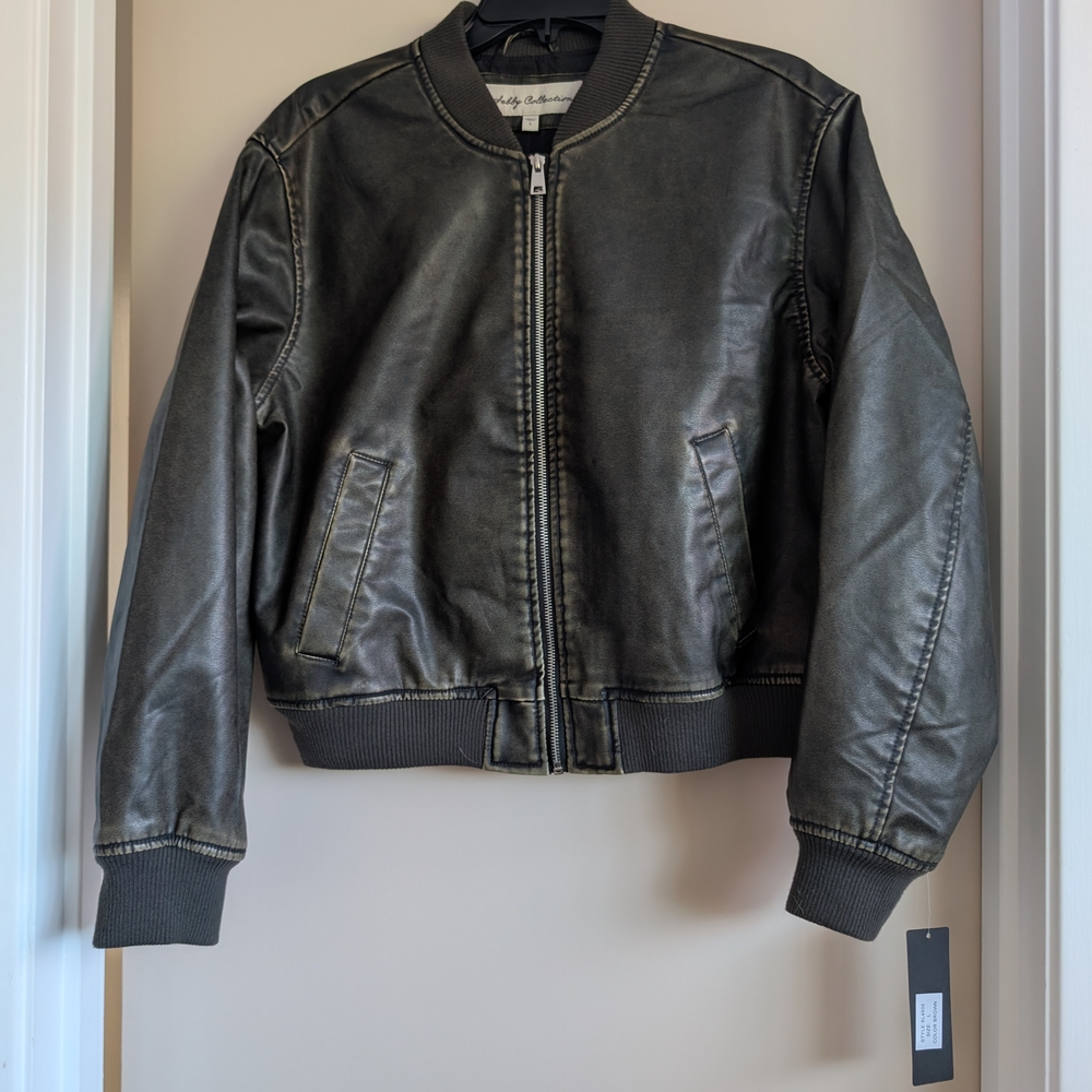 NEW DISTRESSED FAUX BOMBER JACKET SIZE LARGE Purchased At Nordstrom